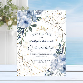 Dusty Blue Guld Quinceañera Spara Datumet