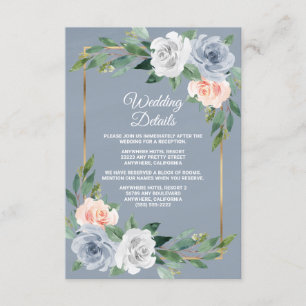 Dusty Blue Guld Rosabränd Rosa Peach Elegant Bröll Tilläggskort
