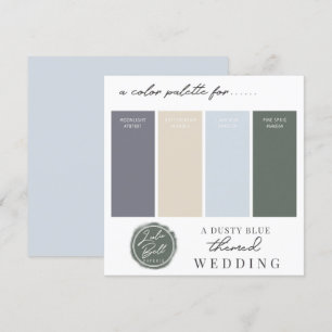 Dusty Blue Gult & Grönt Färg Palette-kort Inbjudningar