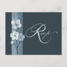 Dusty Blue Hand Drawn Floral Botanical RSVP Vykort