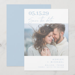 Dusty Blue Hand Lettered Typography Photo Spara Datumet