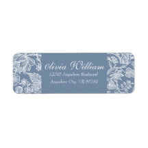 Dusty Blue Hand plockade Chinoiserie Blommigt