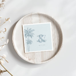 Dusty Blue Handflatan Träd & Ampersand Beach Weddi Pappersservett