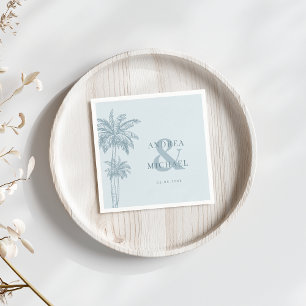 Dusty Blue Handflatan Träd & Ampersand Beach Weddi Pappersservett