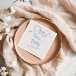 Dusty Blue Handskriven blått bogbladig Pojke-dusch Pappersservett