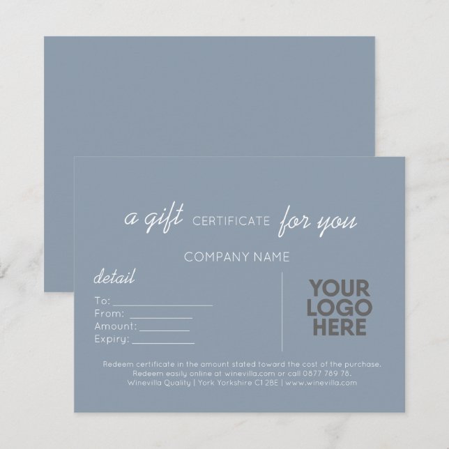 Dusty Blue Handwrite Business Gift med Logotyp Anteckningskort (Fram/baksida)
