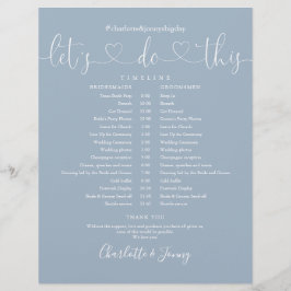 Dusty Blue Heart Script Bröllopsschema Tidslinje