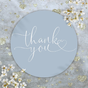 Dusty Blue Heart Script Tack Runt Klistermärke