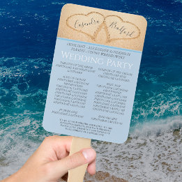 Dusty Blue Hearts in Sand Beach Wedding Program