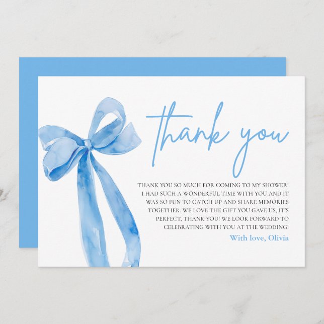 Dusty Blue Hon Gifter sig tackkort Inbjudningar (Fram/baksida)