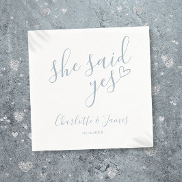 Dusty Blue Hon sa Ja Förlovningsfest Pappersservett