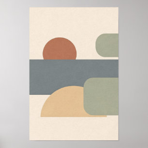 Dusty Blue Horizon och Terracotta Circle Affisch