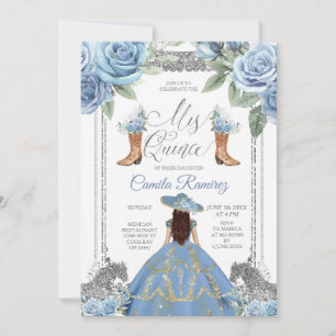 Dusty Blue Horse & Western Boots Sweet 16:e Inbjudningar