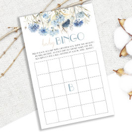DUSTY Blue Hydrangea Baby Shower Bingo Game Card