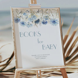 DUSTY Blue Hydrangea Baby Shower Bokar för Baby Poster
