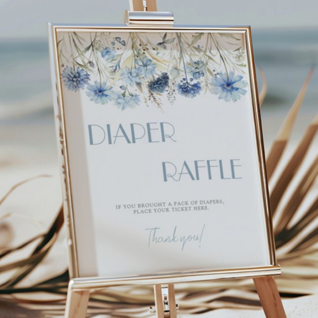DUSTY Blue Hydrangea Baby Shower Diaper Raffle Poster (Skapare uppladdad)