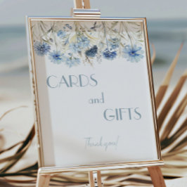 DUSTY Blue Hydrangea Baby Shower-kort och gåvor Poster