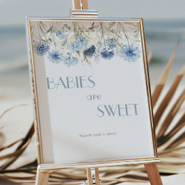 DUSTY Blue Hydrangea Baby Shower Spädbarn är sötad Poster