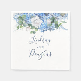 Dusty Blue Hydrangea Blommigt Greenery Elegant Pappersservett