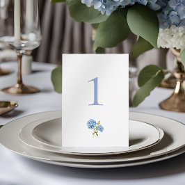 Dusty Blue Hydrangea Bord Bröllop - platta kort