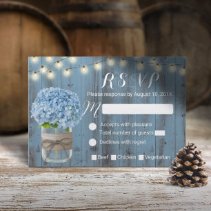 Dusty Blue Hydrangea Burk String Ljus OSA Kort