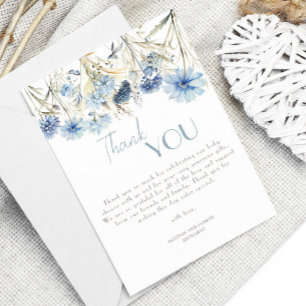DUSTY Blue Hydrangea Elegant Baby Shower Tack Kort