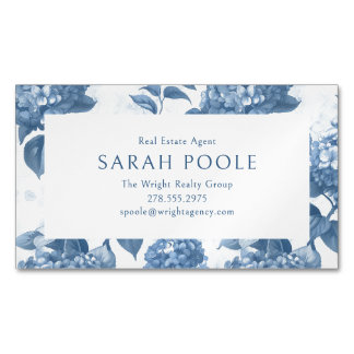 Dusty Blue Hydrangea Elegant Real Gods Agent Magnetiska Visitkort