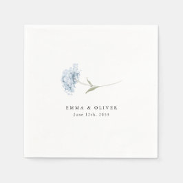 Dusty Blue Hydrangea Personalized Wedding Napkins Pappersservett