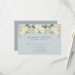 Dusty Blue Hydrangea Wedding RSVP OSA Kort