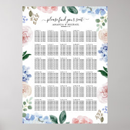 Dusty blue hydrangeas pastel rosa Seatdiagram Poster