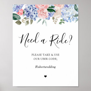 Dusty blue hydrangeas rosa ros behöver skjuts poster
