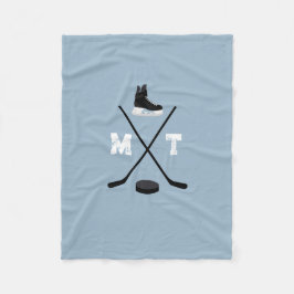 Dusty Blue Ice Hockey Classic Distress Monogram Fleecefilt