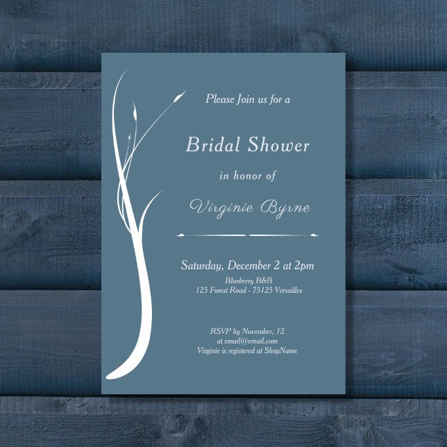 Dusty Blue Inbjudningskort för möhippan (Dusty Blue Bridal Shower Invitation)