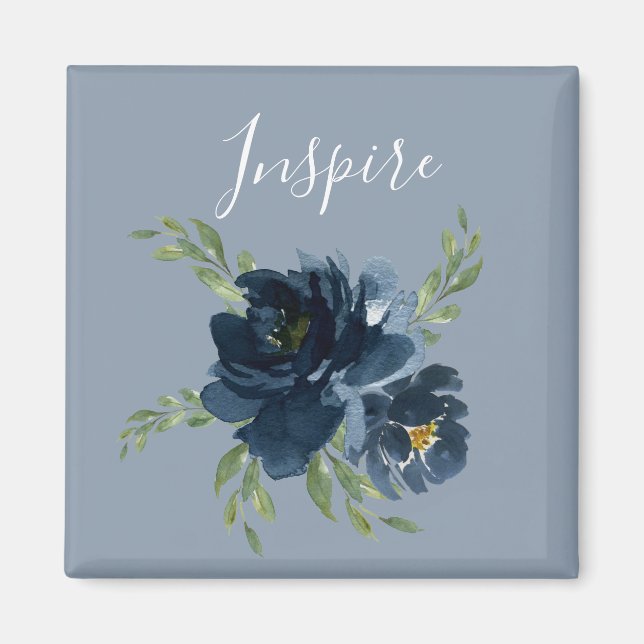 Dusty Blue Inspire Script Watercolor Elegant Magnet (Framsidan)
