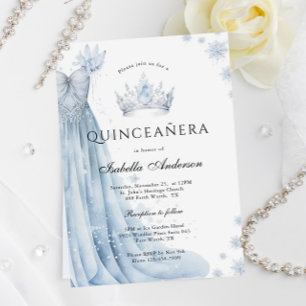 Dusty Blue Isig Winter Quinceanera-inbjudan Inbjudningar