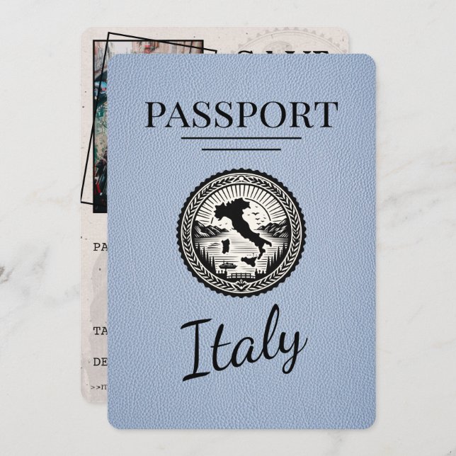 Dusty Blue Italien Passport Spara Datumet (Fram/baksida)