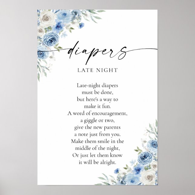 Dusty Blue Ivory Baby Shower Poster (Framsidan)