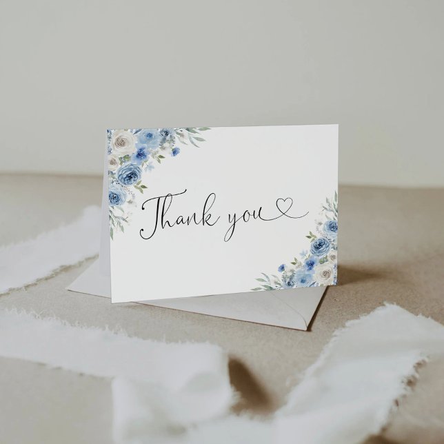 Dusty Blue Ivory Baby Shower - tack för ditt kort (Skapare uppladdad)