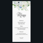 Dusty Blue Ivory Blommigt Bröllop Menu Meny<br><div class="desc">Den här eleganten är Dusty Blue Ivory Blommigt Bröllop Menu, som är perfekten för att lägga till en liten bit romantik till din speciella dag. Med en vacker dammig blå och elfenbensformad blommigt kommer den här menyn säkert att komplettera alla bröllop-teman. Varje meny är noggrant utformad för att visa menyalternativen...</div>