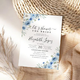 Dusty Blue Ivory Bridal Shower-inbjudan Inbjudningar