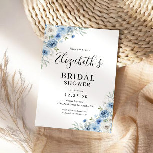 Dusty Blue Ivory Bridal Shower-inbjudan Inbjudningar