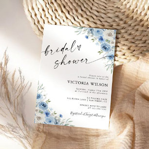 Dusty Blue Ivory Bridal Shower-inbjudan Inbjudningar