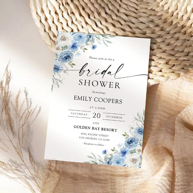 Dusty Blue Ivory Bridal Shower-inbjudan Inbjudningar (Skapare uppladdad)