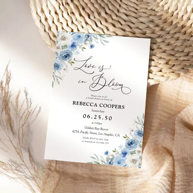 Dusty Blue Ivory Bridal Shower-inbjudan Inbjudningar (Skapare uppladdad)