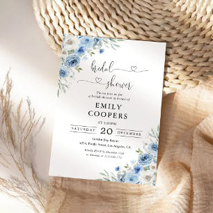 Dusty Blue Ivory Bridal Shower-inbjudan Inbjudningar