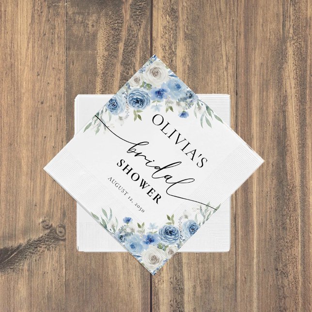 Dusty Blue Ivory Bridal Shower Napkin Pappersservett (Skapare uppladdad)