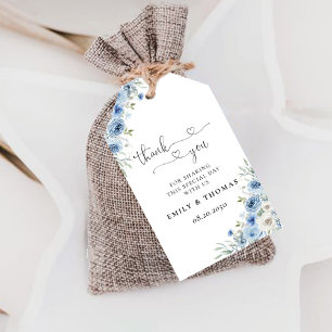 Dusty Blue Ivory Bröllop Ceremony Gift Märkre Presentetikett