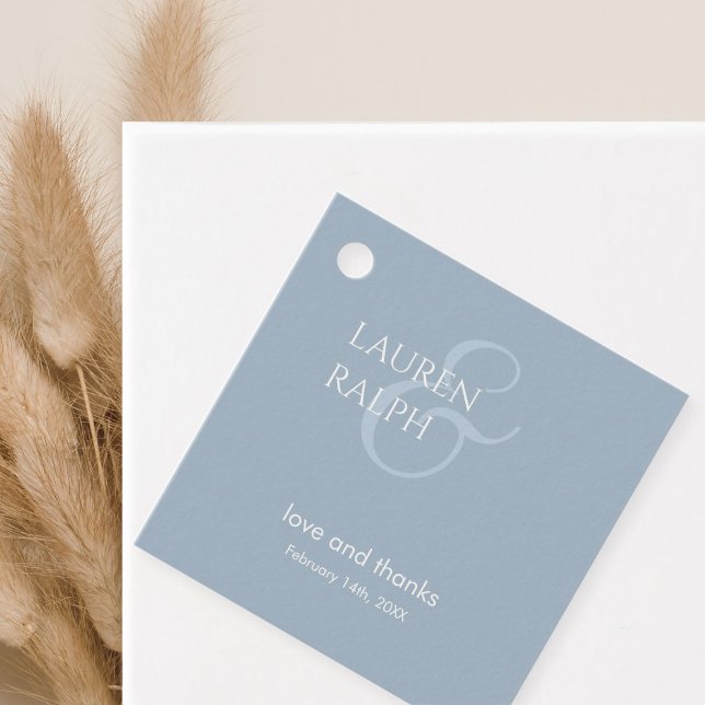 Dusty Blue & Ivory Couple Monogram Tack Gåvor Etiketter (Skapare uppladdad)