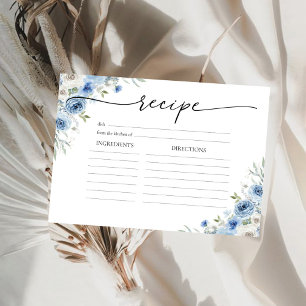 Dusty Blue Ivory Möhippa Large Recept Card Inbjudningar