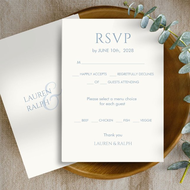 Dusty Blue & Ivory Monogram Bröllop OSA Kort (Skapare uppladdad)